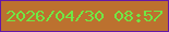 文字の大きさ：4、枠の色：6517a8、背景の色：bc712f、文字の色：70e845 無料ブログパーツのブログ時計