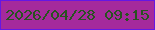 文字の大きさ：4、枠の色：6517e4、背景の色：a52a9c、文字の色：285220 無料ブログパーツのブログ時計