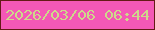 文字の大きさ：4、枠の色：651a16、背景の色：f458b6、文字の色：cdd98a 無料ブログパーツのブログ時計