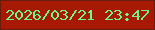 文字の大きさ：3、枠の色：651d11、背景の色：a71905、文字の色：6efa86 無料ブログパーツのブログ時計