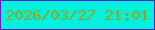 文字の大きさ：4、枠の色：651dbe、背景の色：00f2de、文字の色：96a416 無料ブログパーツのブログ時計