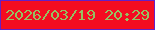 文字の大きさ：5、枠の色：6520c7、背景の色：f40c21、文字の色：95c061 無料ブログパーツのブログ時計