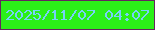 文字の大きさ：3、枠の色：65265f、背景の色：2bf018、文字の色：77d1f8 無料ブログパーツのブログ時計