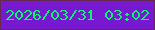 文字の大きさ：3、枠の色：652850、背景の色：7619d1、文字の色：00f86f 無料ブログパーツのブログ時計