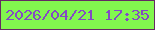 文字の大きさ：4、枠の色：652a63、背景の色：82f74e、文字の色：844ac4 無料ブログパーツのブログ時計