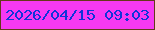 文字の大きさ：5、枠の色：65391a、背景の色：f639f2、文字の色：1134da 無料ブログパーツのブログ時計