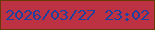 文字の大きさ：5、枠の色：653a03、背景の色：bc3243、文字の色：1e409e 無料ブログパーツのブログ時計