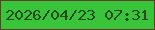 文字の大きさ：3、枠の色：653b2e、背景の色：38c539、文字の色：294920 無料ブログパーツのブログ時計