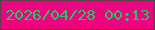 文字の大きさ：1、枠の色：653b4a、背景の色：f00081、文字の色：25c85e 無料ブログパーツのブログ時計
