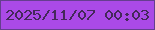 文字の大きさ：5、枠の色：653e8f、背景の色：aa4ae7、文字の色：44285a 無料ブログパーツのブログ時計
