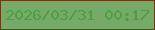 文字の大きさ：5、枠の色：653f12、背景の色：76aa69、文字の色：4da042 無料ブログパーツのブログ時計