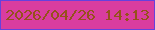 文字の大きさ：4、枠の色：6541dd、背景の色：d93d9f、文字の色：95511c 無料ブログパーツのブログ時計
