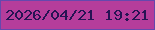 文字の大きさ：1、枠の色：6548ad、背景の色：b53d9b、文字の色：261354 無料ブログパーツのブログ時計