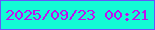 文字の大きさ：5、枠の色：6554fa、背景の色：13fad5、文字の色：c010ed 無料ブログパーツのブログ時計