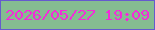 文字の大きさ：5、枠の色：655ace、背景の色：85bc91、文字の色：f32bd9 無料ブログパーツのブログ時計