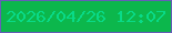 文字の大きさ：5、枠の色：655eb6、背景の色：0cb74c、文字の色：09da88 無料ブログパーツのブログ時計