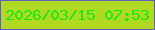 文字の大きさ：1、枠の色：655ebe、背景の色：b0da22、文字の色：17eb17 無料ブログパーツのブログ時計