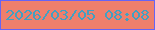 文字の大きさ：3、枠の色：6564f5、背景の色：ee7f6c、文字の色：41a0c2 無料ブログパーツのブログ時計