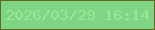 文字の大きさ：1、枠の色：656723、背景の色：7ed585、文字の色：98e895 無料ブログパーツのブログ時計