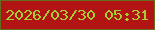 文字の大きさ：2、枠の色：656c1e、背景の色：b11412、文字の色：a6ce34 無料ブログパーツのブログ時計