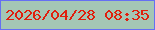文字の大きさ：1、枠の色：656ff3、背景の色：a4c6b5、文字の色：e01e0d 無料ブログパーツのブログ時計