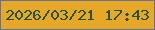 文字の大きさ：5、枠の色：65719c、背景の色：e7a827、文字の色：21553f 無料ブログパーツのブログ時計