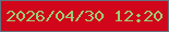 文字の大きさ：1、枠の色：657280、背景の色：d2061b、文字の色：9acd73 無料ブログパーツのブログ時計