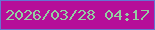 文字の大きさ：5、枠の色：6575d1、背景の色：b60e99、文字の色：94cea1 無料ブログパーツのブログ時計