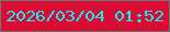 文字の大きさ：1、枠の色：657b74、背景の色：dd0b33、文字の色：0fedf9 無料ブログパーツのブログ時計