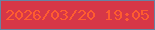 文字の大きさ：5、枠の色：6583a2、背景の色：d63747、文字の色：fe5c30 無料ブログパーツのブログ時計