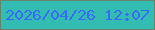 文字の大きさ：5、枠の色：658469、背景の色：33bcb2、文字の色：396afd 無料ブログパーツのブログ時計