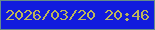 文字の大きさ：2、枠の色：658b8b、背景の色：111bde、文字の色：bbb55a 無料ブログパーツのブログ時計