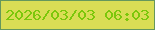 文字の大きさ：4、枠の色：65975c、背景の色：d9dd55、文字の色：7cc70b 無料ブログパーツのブログ時計