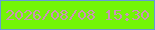文字の大きさ：3、枠の色：659cd5、背景の色：73f507、文字の色：cb93b6 無料ブログパーツのブログ時計