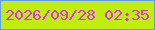 文字の大きさ：2、枠の色：659cde、背景の色：bfee0d、文字の色：e22bfa 無料ブログパーツのブログ時計