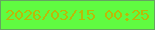 文字の大きさ：3、枠の色：65a460、背景の色：60fb41、文字の色：bbb908 無料ブログパーツのブログ時計