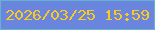文字の大きさ：2、枠の色：65b2cd、背景の色：6a85dd、文字の色：fdc920 無料ブログパーツのブログ時計