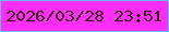 文字の大きさ：1、枠の色：65bbea、背景の色：fe2df7、文字の色：3a071c 無料ブログパーツのブログ時計