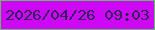 文字の大きさ：4、枠の色：65bd63、背景の色：cf07f7、文字の色：31225c 無料ブログパーツのブログ時計