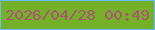 文字の大きさ：2、枠の色：65bdfa、背景の色：74b028、文字の色：aa5372 無料ブログパーツのブログ時計