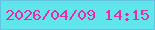 文字の大きさ：4、枠の色：65c3e2、背景の色：5fe5ea、文字の色：e92da6 無料ブログパーツのブログ時計