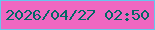 文字の大きさ：1、枠の色：65c7ed、背景の色：ef67c1、文字の色：026865 無料ブログパーツのブログ時計
