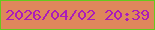 文字の大きさ：2、枠の色：65c91e、背景の色：df875c、文字の色：ab1bba 無料ブログパーツのブログ時計