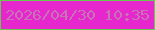 文字の大きさ：4、枠の色：65ca4b、背景の色：e527cd、文字の色：c973b7 無料ブログパーツのブログ時計
