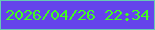 文字の大きさ：2、枠の色：65cab5、背景の色：6543eb、文字の色：41fd20 無料ブログパーツのブログ時計