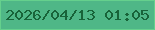 文字の大きさ：1、枠の色：65d08d、背景の色：4fb787、文字の色：186339 無料ブログパーツのブログ時計