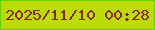 文字の大きさ：5、枠の色：65d10e、背景の色：bcdb07、文字の色：862b12 無料ブログパーツのブログ時計