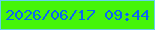 文字の大きさ：5、枠の色：65d2ed、背景の色：45f50a、文字の色：0a65f4 無料ブログパーツのブログ時計