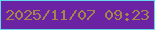 文字の大きさ：1、枠の色：65d8eb、背景の色：6b22a3、文字の色：a1874b 無料ブログパーツのブログ時計