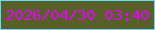 文字の大きさ：5、枠の色：65d9ff、背景の色：595f29、文字の色：e404f6 無料ブログパーツのブログ時計